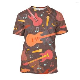 T-shirts pour hommes Jumeast 3D musique chant casque imprimé Hip Hop T-shirts Harajuku mode guitare chemise pour hommes vêtements esthétiques