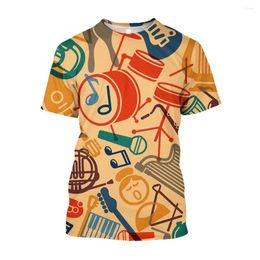 Heren T Shirts Jumeast 3D Muzieknoot Muziek Gedrukt Hip Hop T-shirts Palmboom Grafisch Voor Mannen Esthetische Drip Kleding Casual T-shirty