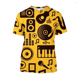 T-shirts pour hommes Jumeast 3D Note de musique Piano Imprimé Hommes T-shirts Casual Hip Hop Musique Chemise Grunge Esthétique Hippie Jeunesse Vêtements T-shirty