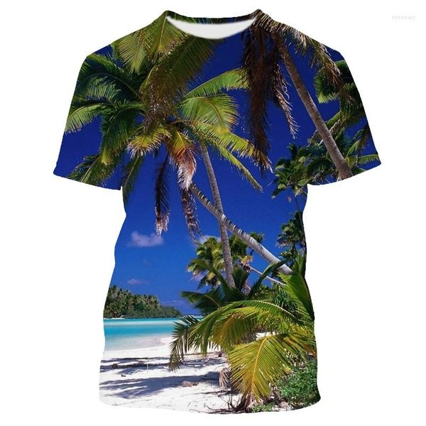 Camisetas para hombre Jumeast 3D Seascape Palm Tree Printed T-shirty Hawaiian Beach Y2K Streetwear Camisetas Ropa estética Moda Harajuku