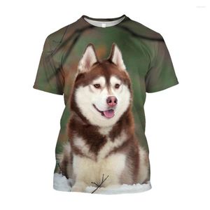 T-shirts pour hommes Jumeast 3D Husky sibérien imprimé T-shirt mignon chien de compagnie chemise graphique pour hommes décontracté grande taille T-shirts goutte à goutte Kawaii vêtements