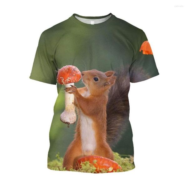 Camisetas para hombre Jumeast, camisetas con estampado de ardilla en 3D, suave, cómoda, transpirable, bonita camiseta con gráfico de animales para hombre, ropa holgada Kawaii