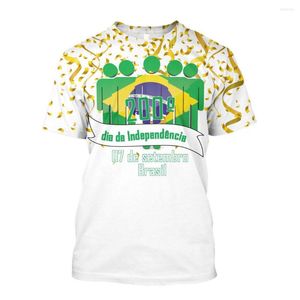 T-shirts pour hommes Jumeast Brasil Flag 3D Graphic 200th Independence Day Chemise imprimée Feux d'artifice 7 septembre Vêtements surdimensionnés Brésil
