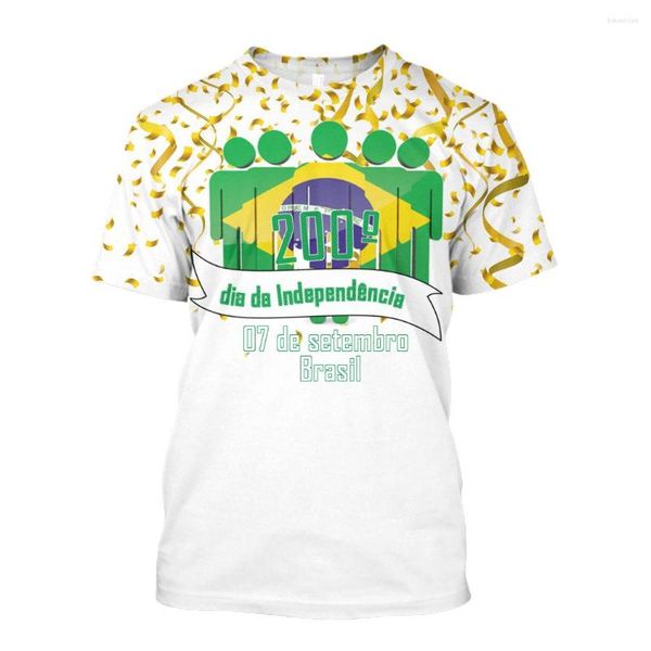 Camisetas de hombre Jumeast Brasil Bandera 3D Gráfico 200 Día de la Independencia Impreso Camisa Fuegos artificiales 7 de septiembre Ropa de gran tamaño Brasil