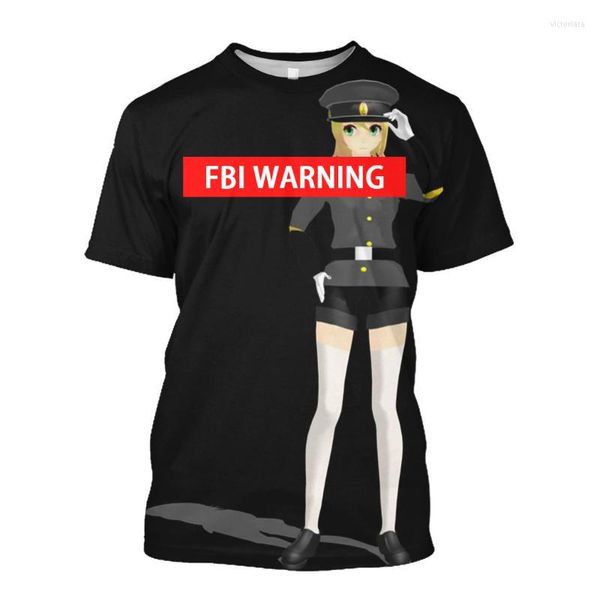 T-shirts pour hommes Jumeast Manga 3D graphique drôle imprimé FBI AVERTISSEMENT Arres chemise dessin animé grande taille Anime vêtements personnalité Streetwear
