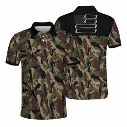 T-shirts voor heren Jumeast Men Camo Polo Shirt Hunting Camouflage Soft Mesh T-shirts Militair Licht Academia Workout Jeugdige vitaliteitskleding L230715