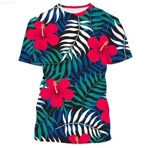 T-shirts voor heren Jumeast Palm Leaves 3D-geprinte heren T-shirts Oversized Unisex Baggy Floral Tee Shirt Funny Frog Graphic Beach Fashion T-shirty L230715