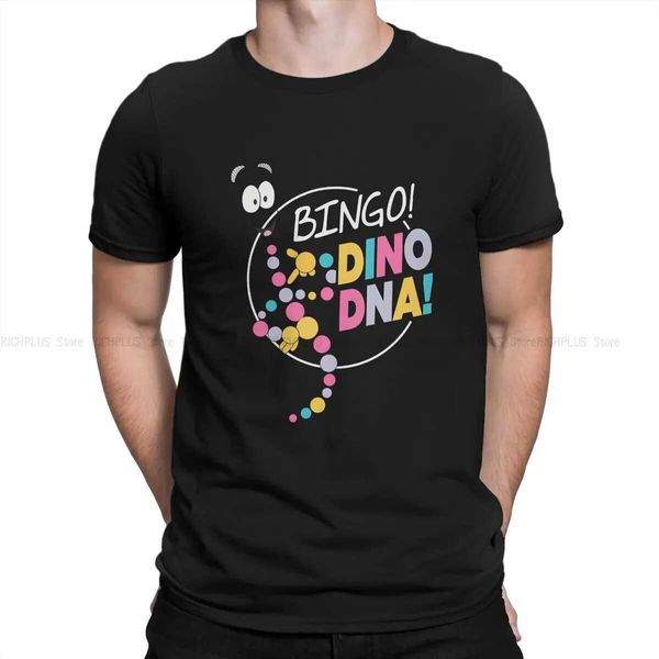 Camisetas masculinas Jurassic Park Film Mens Fingo Bingo Dino DNA Cool Individuty T Shirt T240425