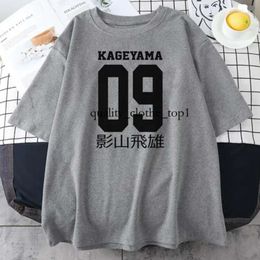 Camisetas para hombres Kageyama Tobio Haikyuu Camisa de anime Men Summer Fashion Algodón Camiseta Hip Hop Boy Tops Tees Girl Camiseta Hombre Cuello corto Manga corta 763