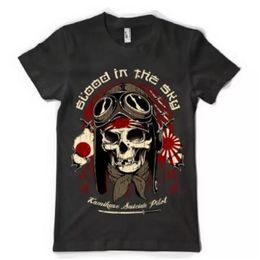 Heren T-shirts Kamikaze Pilot Fighter Skull Sky Vliegtuig Jet Tee Zomer Korte Mouwen Hip Hop T-shirt254Z