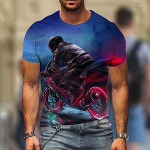 T-shirts pour hommes KANCHIII été Cool moto Racer T-shirt imprimé en 3D haut col rond chemise rue décontracté à manches courtes surdimensionné