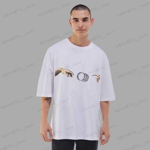 T-shirts hommes Kany666 T-shirt pour hommes Tops Impression numérique Lettres de doigt Baggy Niche originale 100% coton Oversize Summer High Street Tees T240126