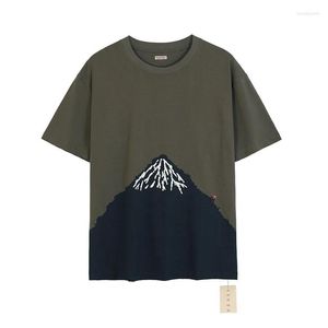Camisetas de hombre Kapital camiseta 2023 verano cera teñida lavado Fuji montaña estampado bordado Casual manga corta Camiseta Top Unisex
