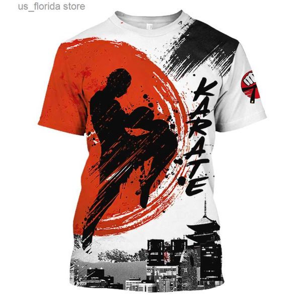 Camisetas para hombres Camiseta de Karate para hombres Deportes Viento Camisa para hombre Impresión 3D Sudadera casual Ts Moda de verano Tops cortos Slve Ropa suelta Y240314