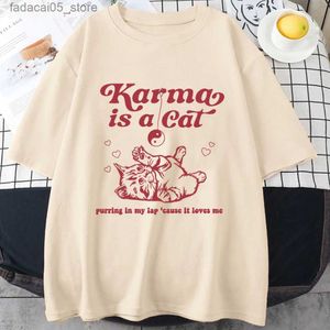 T-shirts masculins Karma est un Cat 2023 Taylor Midnights Album T-shirt à manches courtes Meet Me à Midnight Tops Camisetas Unisexe Direct Shipping Q240426