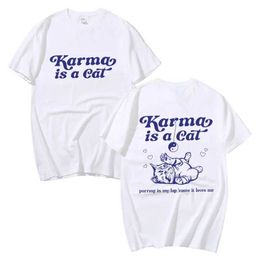 T-shirts masculins Karma est une chemise de chat Taylor Music Merch Tour Summer Swift Owck T-shirt à manches courtes Q240515