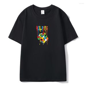 Camisetas de hombre Kaus Kasual Motif Persegi Ajaib Pria Baru Musim Panas Lengan Pendek Katun Hip Hop Leher-o Untuk