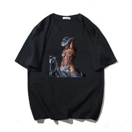 Heren t shirts Kaus Katun Beyonce Renaissance Musim Panas Album Baru Penyanyi Pop Untuk Penggemar Atasan Unseks Lengan Pendek Pakaian Pria 230427