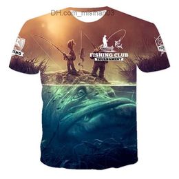 T-shirts pour hommes Kaus Pancing Luar Ruangan Terbaru Musim Panas Gambar Cetak 3d untuk Pria Atasan Ikan Kasual Lengan Pendek Z230706