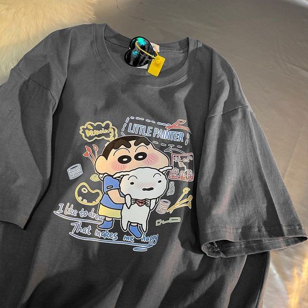 T-shirts masculins kawaii crayon shin-chan anime hobby 100% coton été t-shirt t-shirt top couple tout-match tout-correspondant à manches courtes 230817 à manches courtes 230817