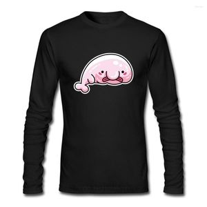 Camisetas para Hombre, camiseta Kawaii con bonito pez globo, Animal acuático, mar negro, ropa de calle para Hombre, camiseta Hipster de manga larga prealgodón