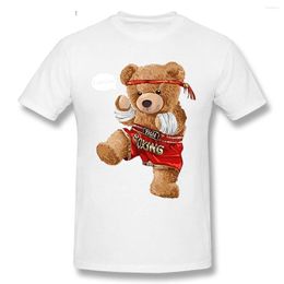 Heren t shirts kawaii grappig boksen teddybeer shirt bedrukt t-shirt top dames mannen casual zomer comfort hipster korte sleev