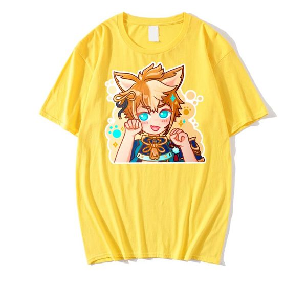 Camisetas para hombres Kawaii Gorou Furry Ctrl KPOP Genshin Lindo anime Summer Unisex Simple Camiseta Camas