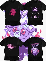 T-shirts pour hommes Kawaii Occult Devil Satan Goat Lucifer Imprimer Tshirt Hommes Femmes Dessin animé Chemise graphique Harajuku Streetwear Tee Vêtements