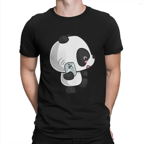 Camisetas para hombre, camiseta única de Panda Kawaii en el teléfono, camiseta informal de Anime para adultos