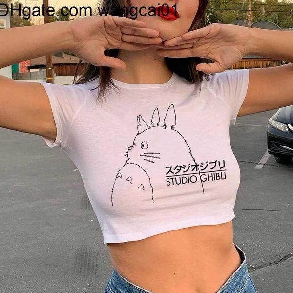 Camisetas de hombre Kawaii Totoro Crop Top Camiseta divertida de dibujos animados Mujeres Cute Anime Graphic Vintage T-shirt 90s Ullzang Camiseta Fashion Top Tees Fa 4103