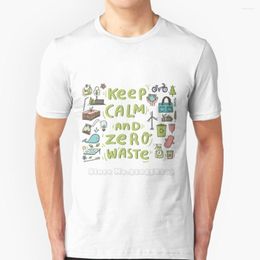 Heren t shirts houden kalm en nul afval shirt zomers mode casual katoen ronde nek bio fles concept container eco plant