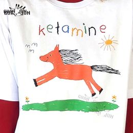 T-shirts masculins ketamine vintage t-shirt cheval y2k graphiques t-shirts oversize pour femmes vêtements masculins harajuku rétro tshirts t230103