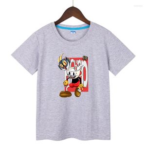 Heren t shirts kinderen cool cuphead mugman print t-shirt harajuku casual boys grls short mouw t-shirts katoen zomer baby kinderen kleren