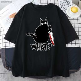 Heren t-shirts Killer Black Cat Wat verrast heren t-shirt grappige drukkleding mode s-xxxl mannelijke t-shirts oversized casual heren t-shirt