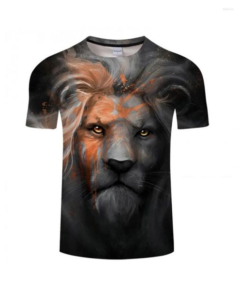 T-shirts pour hommes KISSQIQI T-shirt imprimé en 3D de haute qualité Animal Lion Digital Fashion Whimsy Summer Short Sleeve Taille maximale 5XL