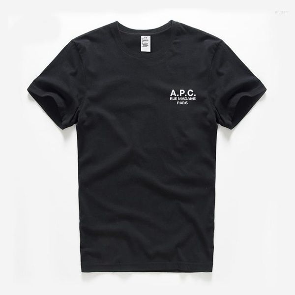T-shirts pour hommes coréens APC Marque de mode Vêtements d'été Coton Lettre Imprimer T-shirts à manches courtes Casual O-Cou Top Femme Streetwear