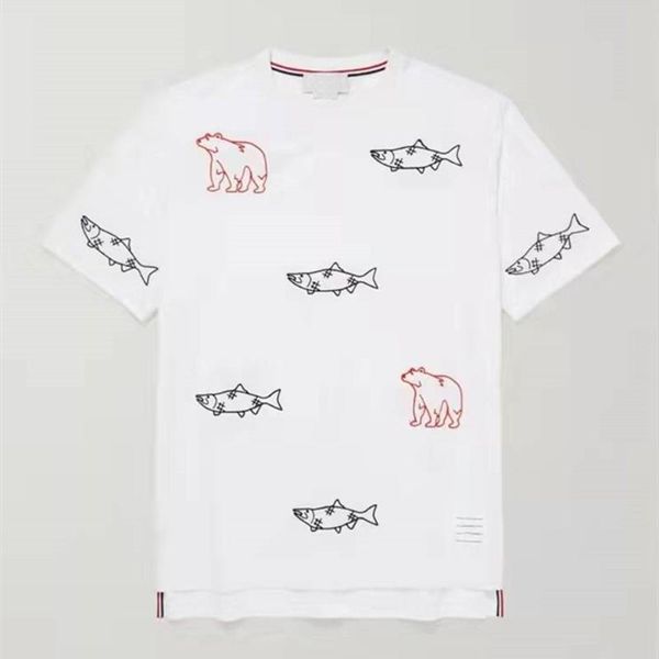 T-shirts pour hommes marque de mode coréenne Couple T-shirt Anime motif broderie conception tendance hommes et femmes haute qualité couleur unie à manches courtes