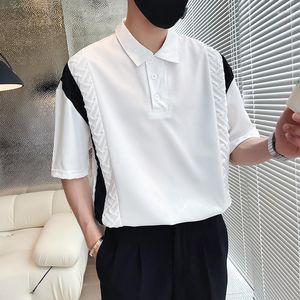 T-shirts pour hommes Mode coréenne Patchwork Polo Hommes Manches courtes Lâche Streetwear Vêtements Casual Tee-shirt Tops T-shirts surdimensionnés 2024