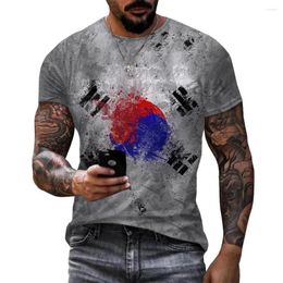 T-shirts pour hommes drapeau coréen et mignon T-Shirt imprimé en 3D hommes décontracté drôle chemise de corée du sud impression à manches courtes T-Shirt surdimensionné