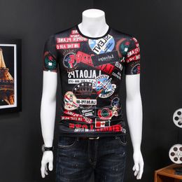 Heren t shirts Koreaans print shirt man club feest homme barokke pantalon moda camiseta hombre manga corta short teemen's