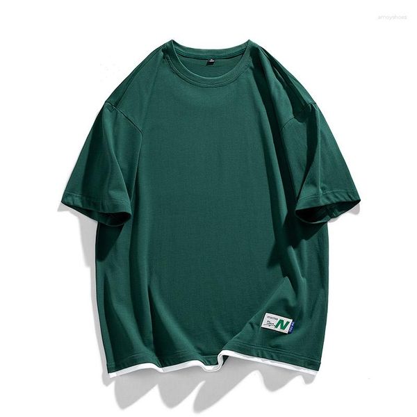 T-shirts pour hommes Style coréen T-shirt de couleur unie T-shirt surdimensionné T-shirt Harajuku Casual Tee-shirt en vrac Top Collision Design Sense à manches courtes