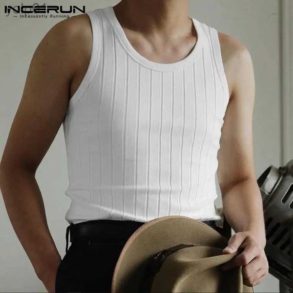 Camisetas para hombres Tops de estilo coreano 2023 Nuevos chalecos elásticos de punto a la moda para hombres Camisetas sin mangas cómodas de verano de color sólido con estilo S-5XLL231216