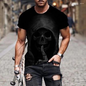 Heren T-shirts Koreaanse versie van de trendschedel 3D-printen Casual pak met korte mouwen Zomer dunne top