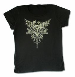 T-shirts pour hommes Korn Skull Wings Girls Juniors Black T Band Merch Personnaliser Tee 230329