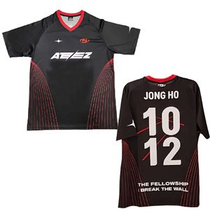 Camisetas para hombres KPOP ATEEZ Rompiendo la pared Camiseta con estampado 3D Rojo Chenghua Yunho Yeosang Mingi Wooyoung Jongho Camiseta gráfica J240228