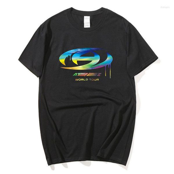 T-shirts pour hommes Kpop Fashion Ateez World Tour Shirt Haute Qualité Coton Hommes Femmes À Manches Courtes T-shirts Tops Été Unisexe Tees Vêtements