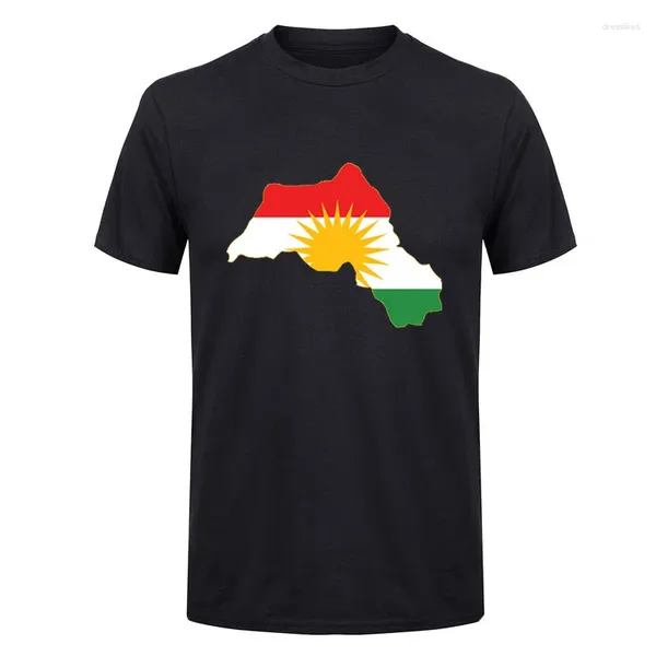 Camisetas para hombre Diseño de mapa de la bandera de Kurdistán Camiseta de manga corta de moda Moda de verano Patrón impreso de alta calidad Tamaño de la UE XS-5XL Camiseta