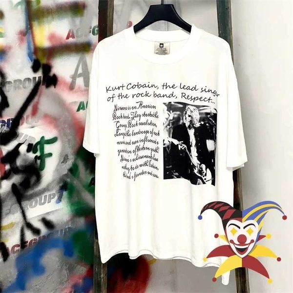 Camisetas para hombres Kurt Cobain Patrón de estampado de la firma Camiseta Hombres Mujeres Camiseta Tops de camisetas de alta calidad J240409