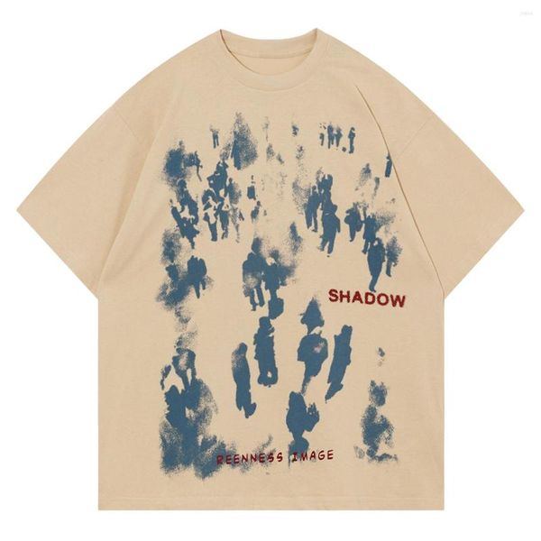 Camisetas para hombre LACIBLE Inkjet Graffiti Print T-shirt 2023 Summer Loose Manga corta Hombres Mujeres Casual Harajuku Tops Tees Streetwear Camisetas