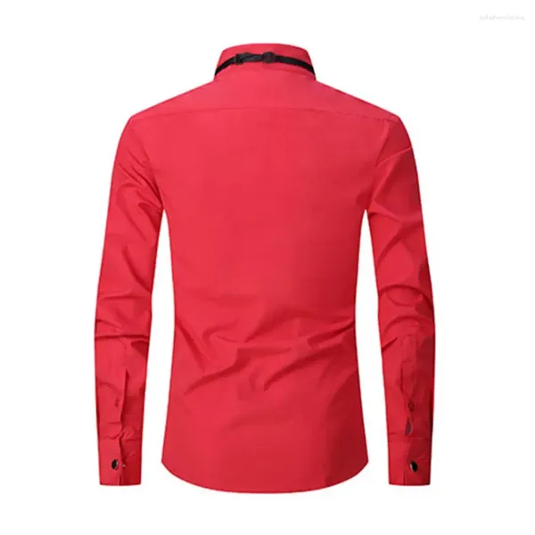 Camisetas para hombres Camisa de solapa para hombres Elegante cuello alto Negocios con pajarita para oficina formal Fiesta de bodas Eventos Novio